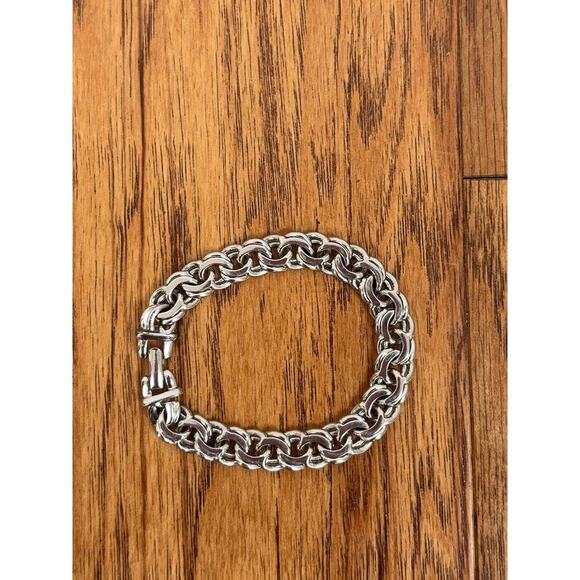 B16 Monet Vintage Silver Tone Chunky Chain Bracelet Statement Old Money Y2K - Picture 1 of 9